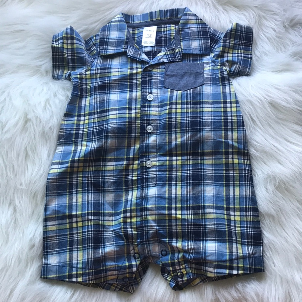 Baby boy button down dressy one piece 12 month